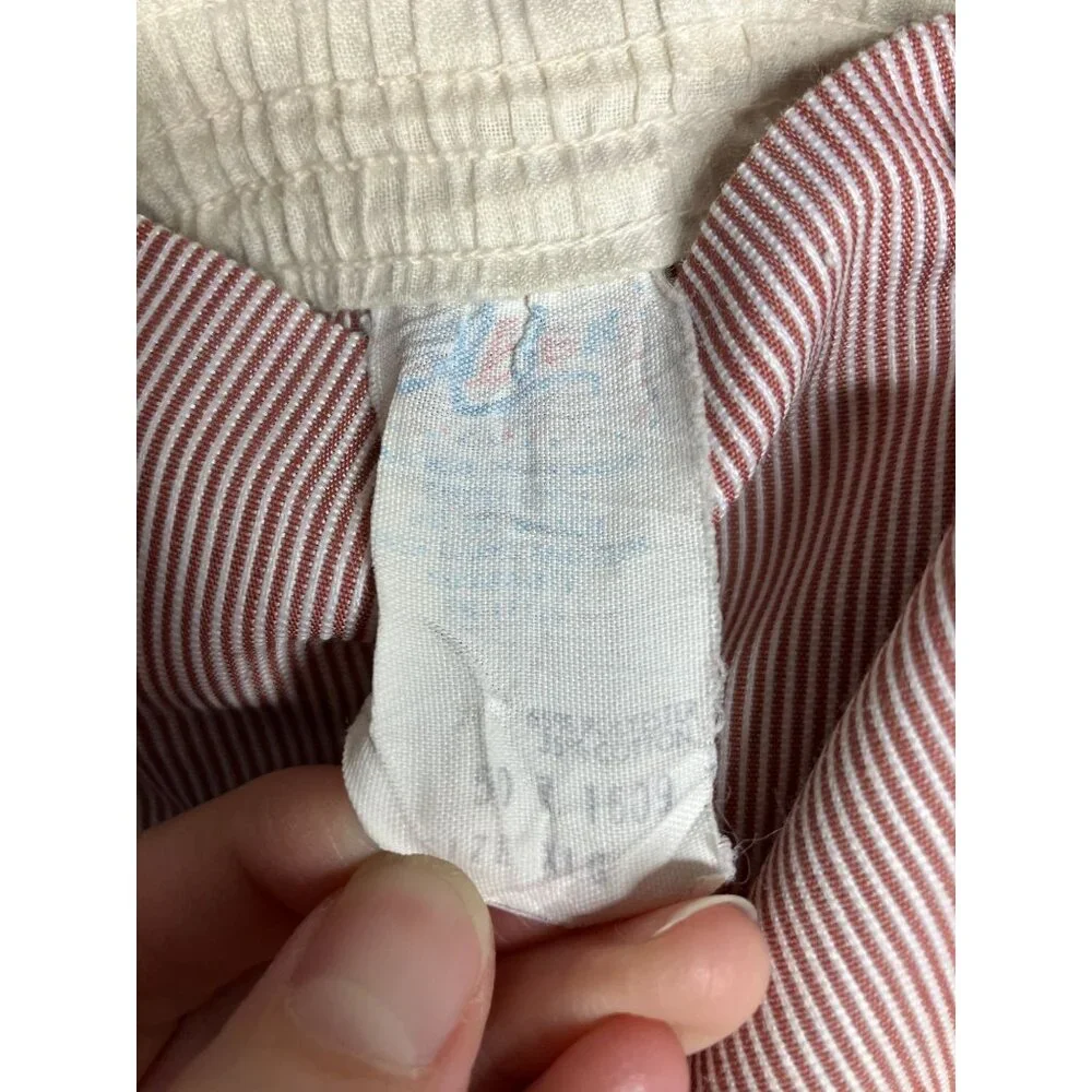 Vintage Baby Overalls Striped Fish Embroidery 2T